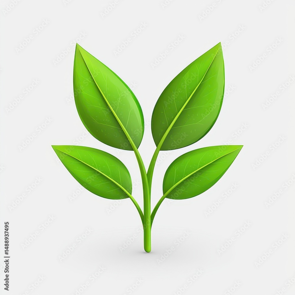 Vibrant Green Leaves on White Background Vibrant Green Leaves on White Background