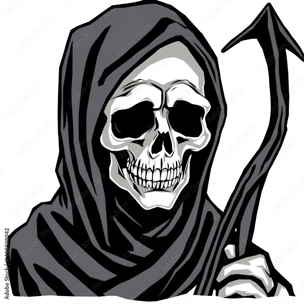 Portrait of the grim reaper isolated on transparent background. PNG Portrait of the grim reaper isolated on transparent background. PNG