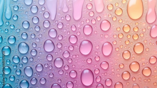 Obraz na płótnie Water drops on a pastel rainbow surface w salonie