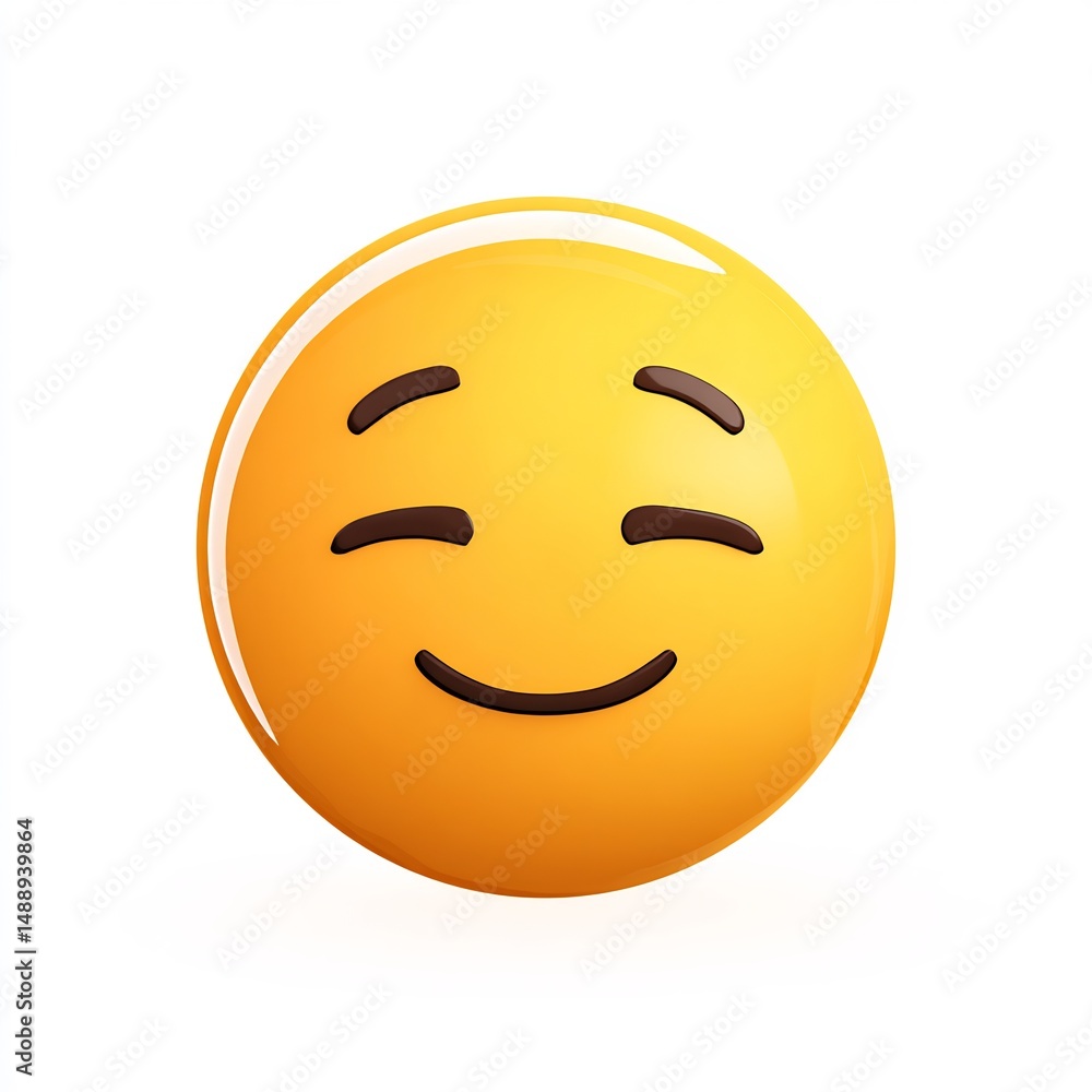 Fototapeta premium Smiling Emoji Face with Closed Eyes