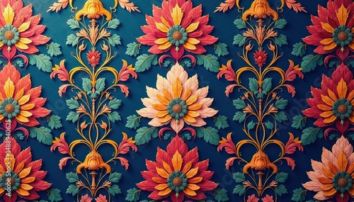 Elegant floral damask pattern, intricate design, design, classic