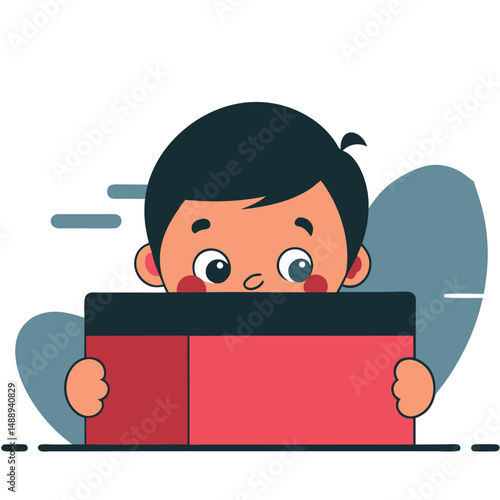 Curious Character Peeking Surreptitiously from Behind Surface