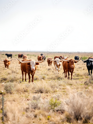 Wallpaper Mural Texas longhorn cattle in range land on the Oklahoma panhandle, about 50 miles west of Woodward. Torontodigital.ca