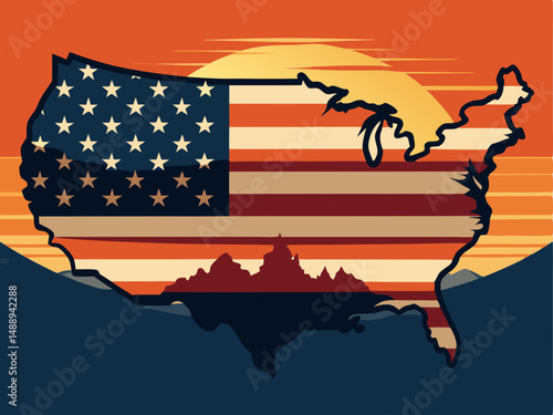 united states map vector silhouette illustration