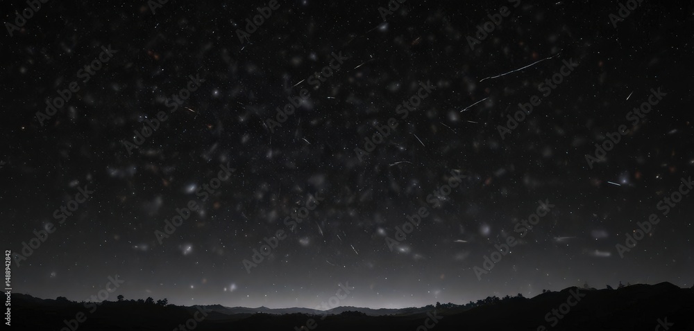 Fototapeta premium Sparkling stars scattered across a deep, inky black night sky , night scene, astronomy, shine