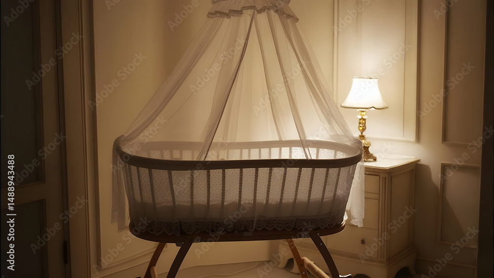 Serene Baby Crib in a Calm Nursery Setting Serene Baby Crib in a Calm Nursery Setting