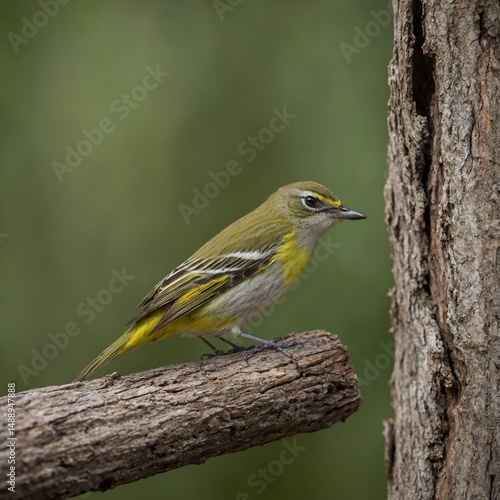 Yellow Warbler Perched: A vibrant yellow warbler rests elegantly on a weathered branch, its keen eyes observing, presenting a moment of stillness in the natural world.