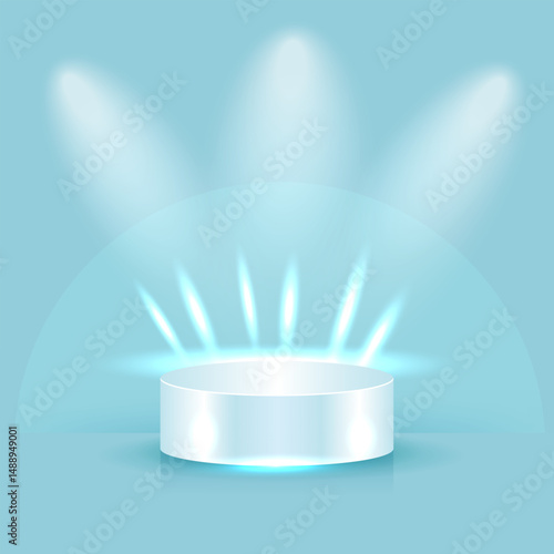 Realistic podiums with highlights and shadows, universal round, oval, stepped. For your creative designs.