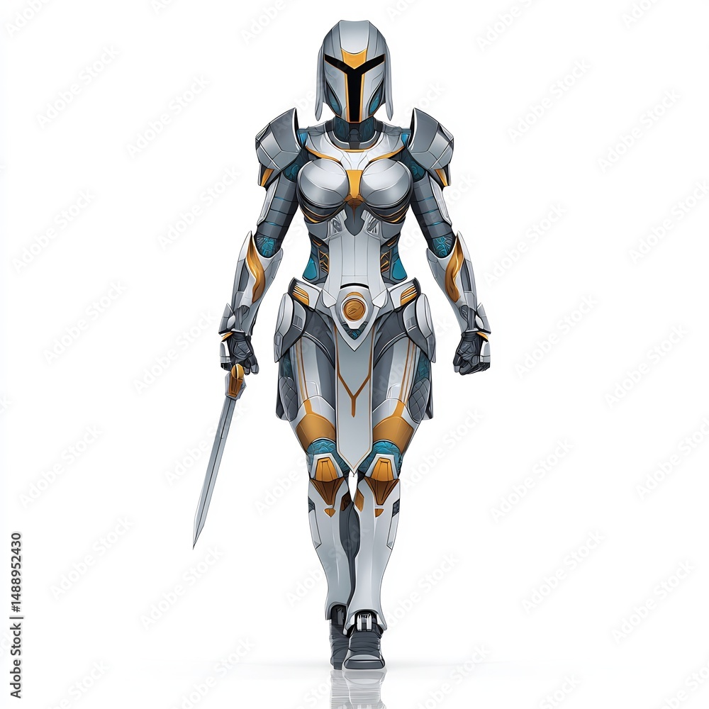 Fototapeta premium Futuristic Female Warrior in Armor