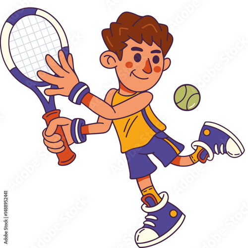 Professional Tennis Athlete Playing on Court