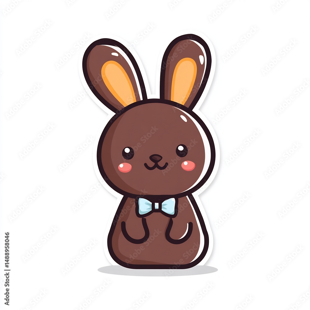 Fototapeta premium Cute Chocolate Easter Bunny with Bowtie