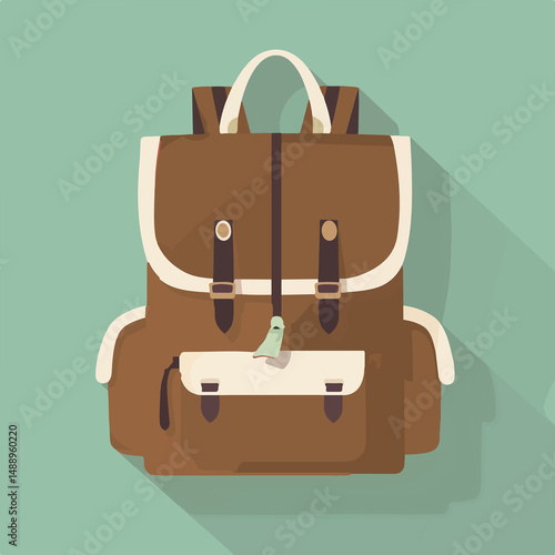 Vector illustration of a leather briefcase, a stylish business and travel bag icon with a handle