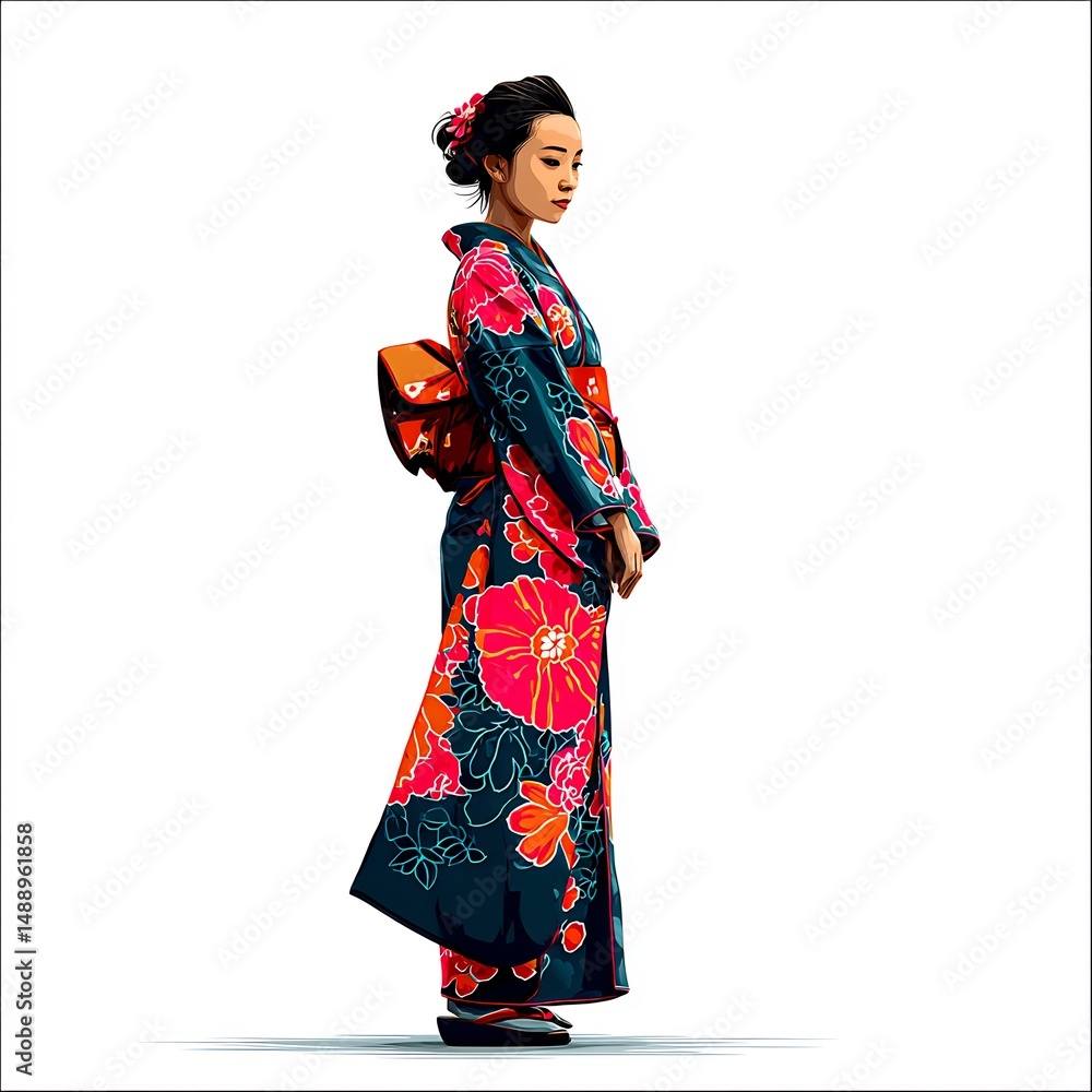 Fototapeta premium Woman in traditional Japanese kimono