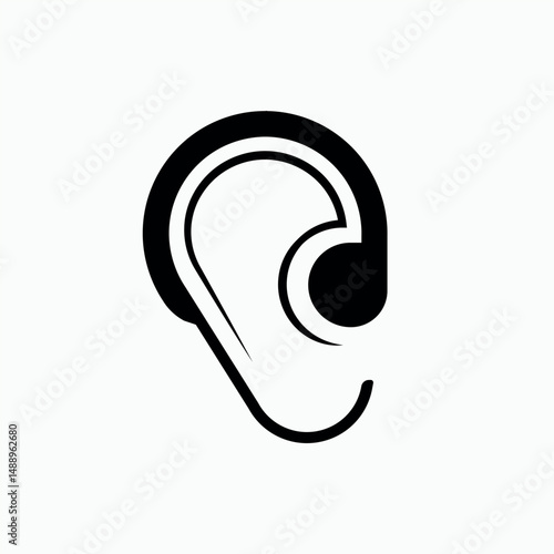 Hearing Aid Icon. Listening Device Symbol. 
