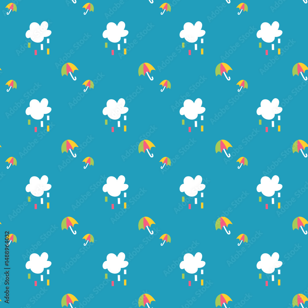 Rain and umbrella seamless pattern for kids Rain and umbrella seamless pattern for kids