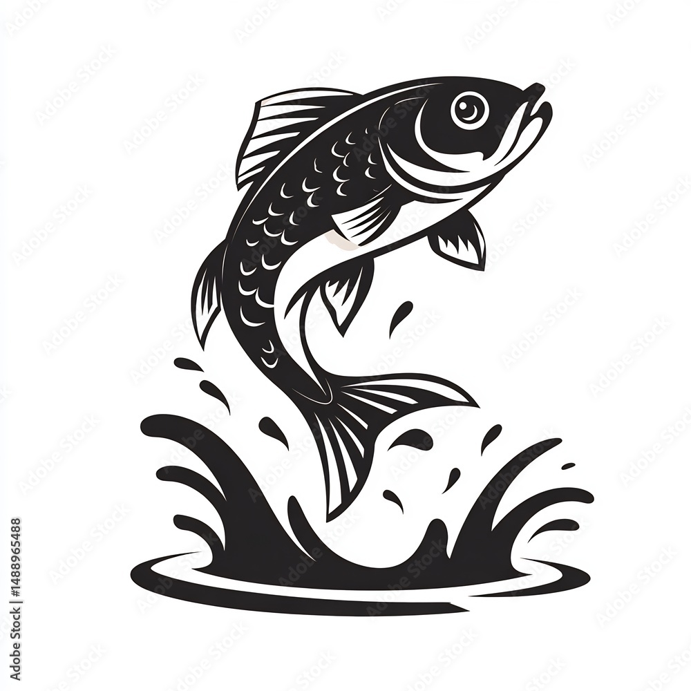 Stylized Fish Jumping Out of Water Stylized Fish Jumping Out of Water
