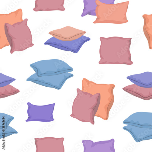 Pillows seamless pattern. Bed sleep cushions vector illustration	