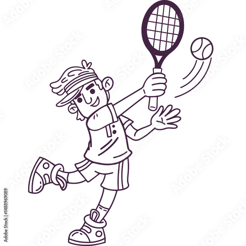 Flat Style Tennis Player Vector Illustration
