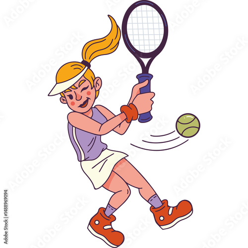 Minimalist Vector Design Featuring a Competitive Woman Tennis Athlete