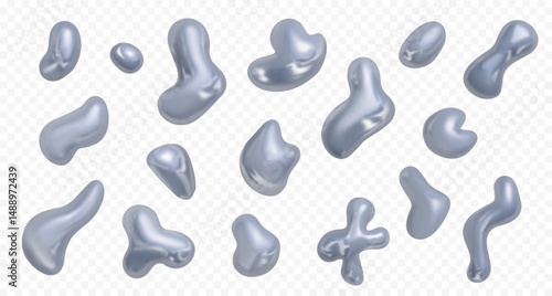 3d vector chrome holographic blobs and shapes.