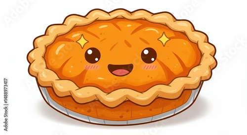 Cute cartoon pumpkin pie