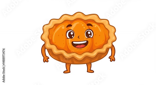 Cute cartoon pumpkin pie character illustration