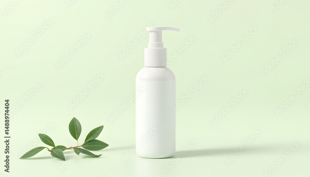 natural cosmetic cream , skincare blank bottle packaging, low-poly. White tone