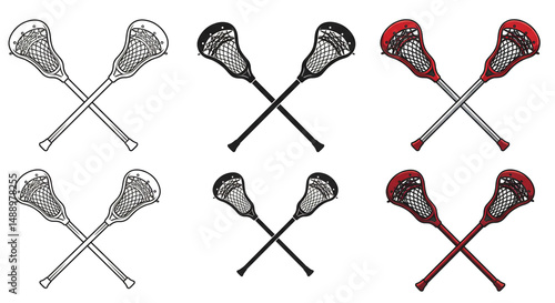 Lacrosse Sticks Crossed Equipment Sports Vector Game Illustration Team Symbol Gear Graphics Sticks