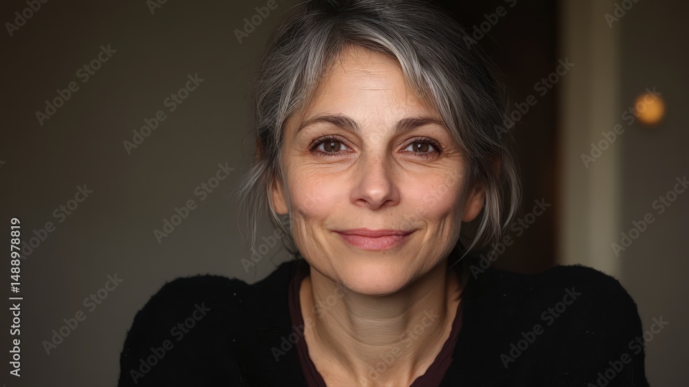 Portrait of a Smiling Woman with Grey Hair Portrait of a Smiling Woman with Grey Hair