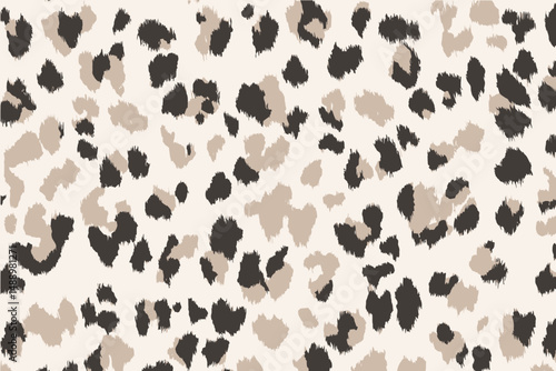 Seamless Cowhide Texture Pattern with Black Spots on White � Mammal Fur Print Vector for Leather Design