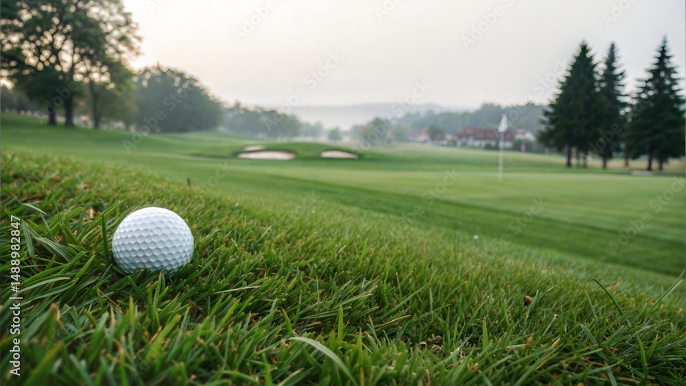 Fototapeta premium Golf Ball on Green Grass