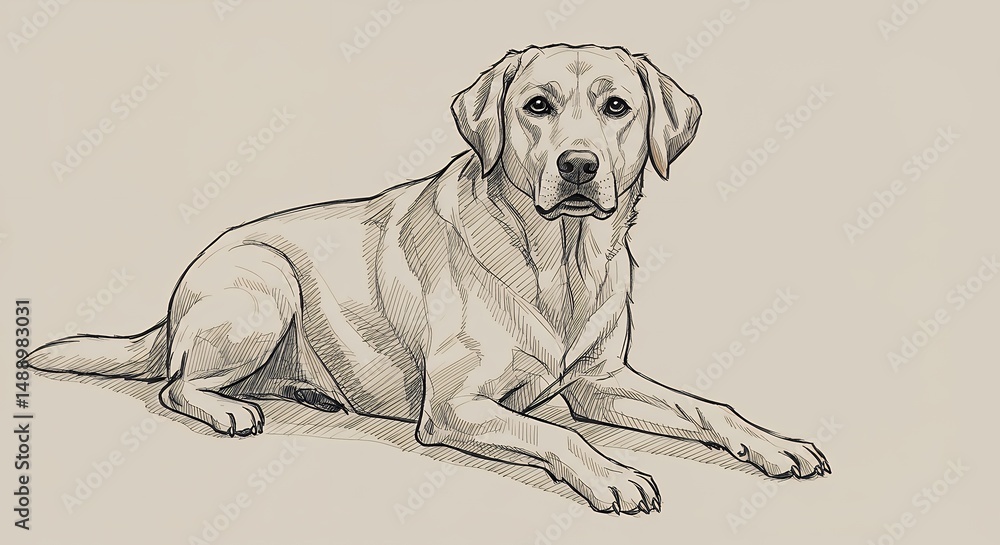 Fototapeta premium Labrador retriever sitting drawing