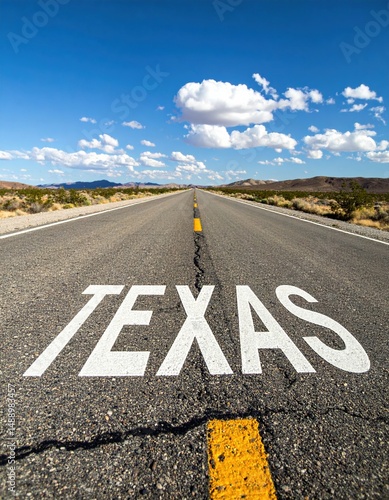 Wallpaper Mural Open road in texas desert landscape with clear sky and distant mountains Torontodigital.ca
