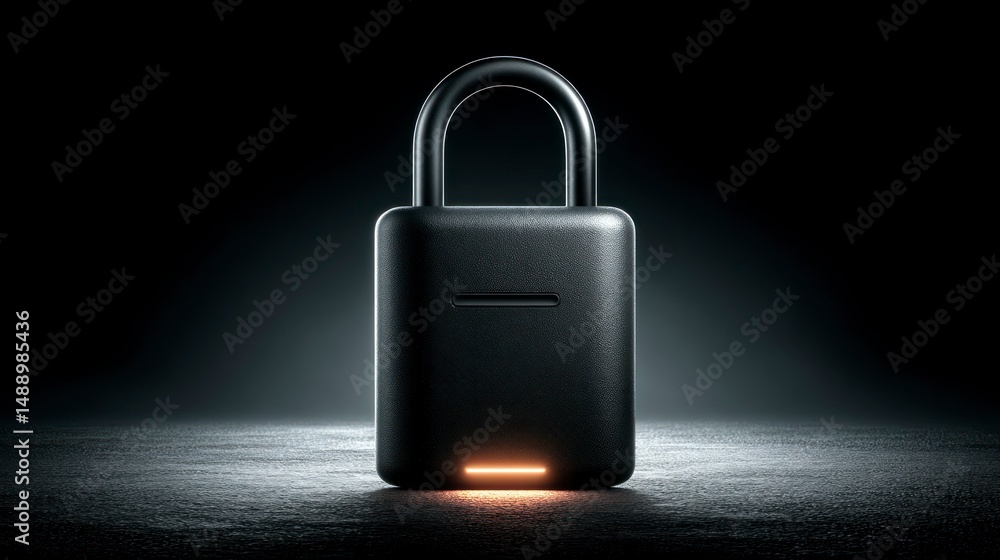 Fototapeta premium Secure Digital Lock Futuristic Padlock with Glowing Indicator for Cybersecurity and Data Prote
