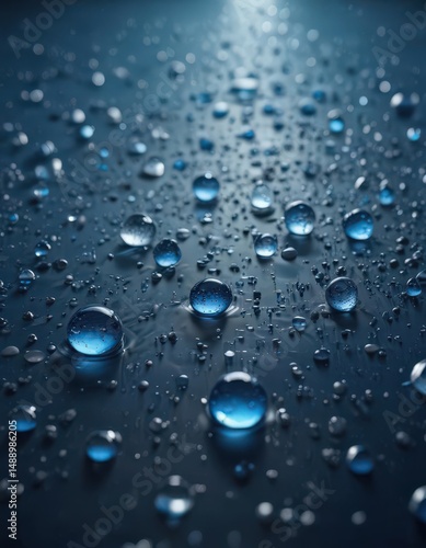 Wallpaper Mural Deep blue, numerous water beads; tranquil, pristine feel ,  drops,  shiny,  close-up Torontodigital.ca