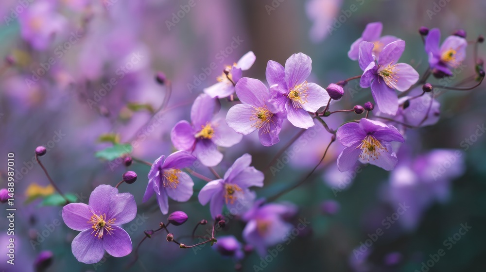 Obraz premium A stunning image of delicate Purple Flowers in Full Bloom.