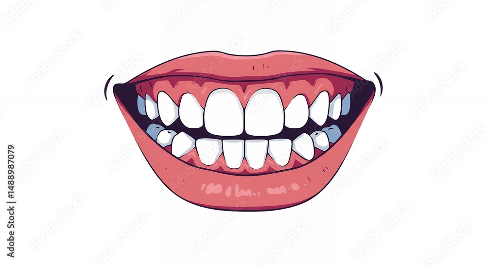 Fototapeta premium Smiling mouth with teeth illustration