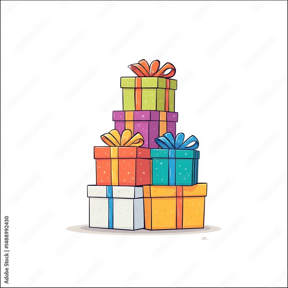 Fototapeta premium stack of birthday presents isolated