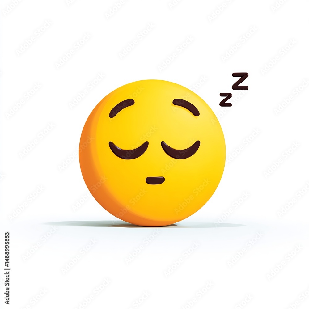 Fototapeta premium Sleepy Emoji with Closed Eyes and Zzz