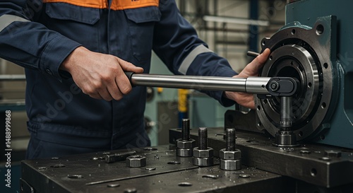 Precision Engineering: A Mechanic Uses a Torque Wrench