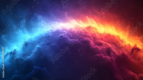 a brightly colored cloud in the sky with stars in the background