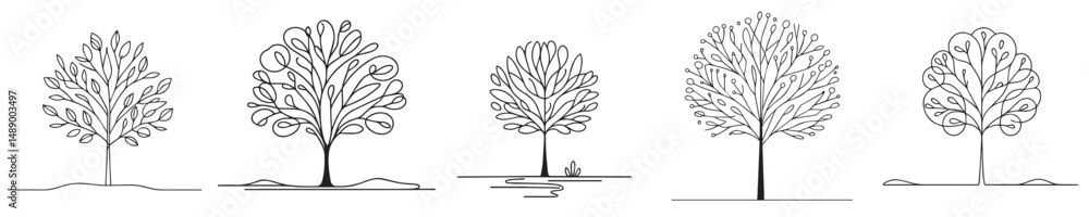 continuous line style tree vector continuous line style tree vector