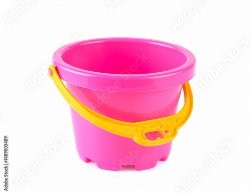 Colorful Sand Toy Bucket Isolated on White Background with Clipping Path