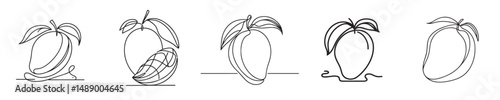 mango fruit vector continuous line style