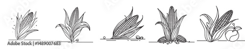 corn fruit vector continuous line style