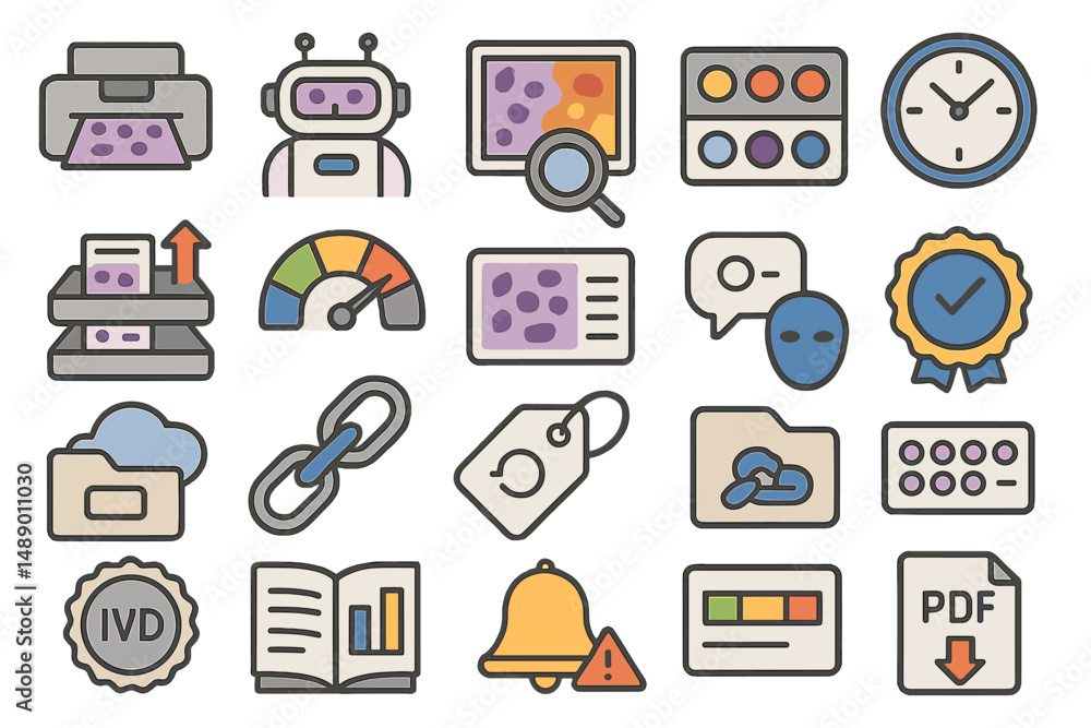 Graphic representation of digital tools and concepts for creative and analytical tasks in a modern workspace Graphic representation of digital tools and concepts for creative and analytical tasks in a modern workspace
