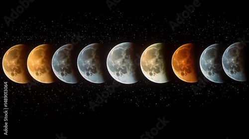 Sequence of Venus phases crescent to full in orbital arc style Phases and Orbit Orbital phase illustration Space illustration Digital art