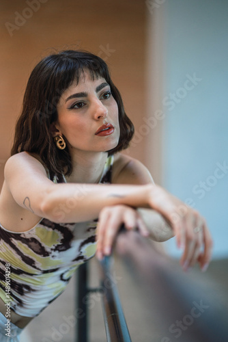 Young woman posing on the streets of Spain. Portrait