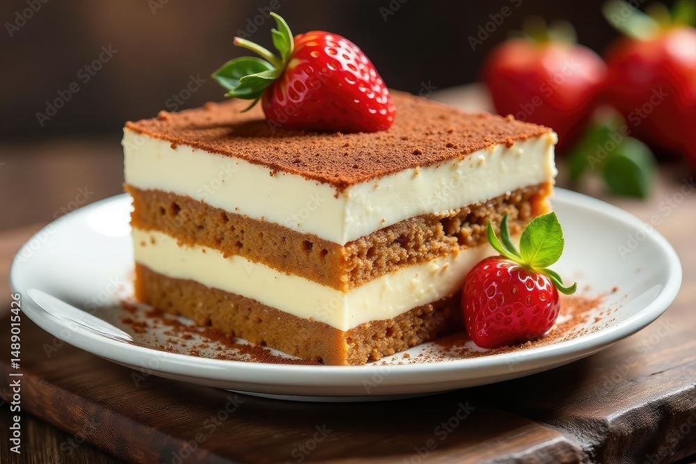 Close-up of a single serving of tiramisu, showing texture and layers , coffee, indulgence, tiramisu Close-up of a single serving of tiramisu, showing texture and layers , coffee, indulgence, tiramisu