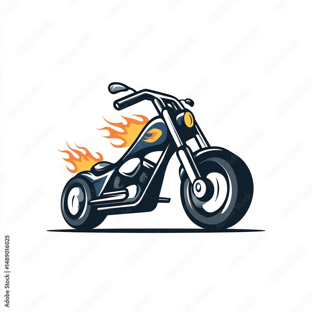 Obraz premium Roaring Motorcycle with Flames